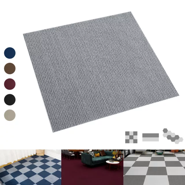 12 24 36pcs Peel and Stick Carpet Tile Self Adhesive Floor Mat Non-slip 36sq.ft