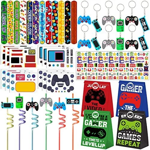 Video Game Party Favors 72 PCS Game Theme Slap Bracelets DIY Stickers