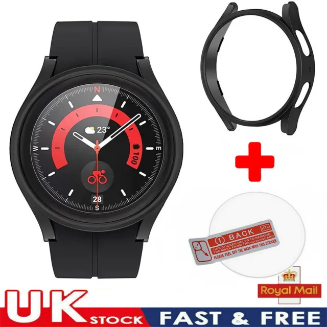 For Samsung Galaxy Watch 5 Pro 45mm Case + Tempered Glass Screen Protector Cover