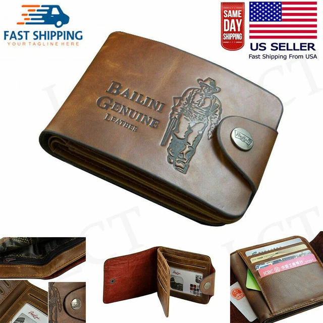 Genuine Leather Slim Wallets For Men W/ Money Clip Card Holder~Men Wallet 2022]=
