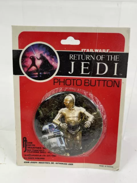 Vintage 1983 Star Wars Return of The Jedi Photo Button Pin Pinback Droids !