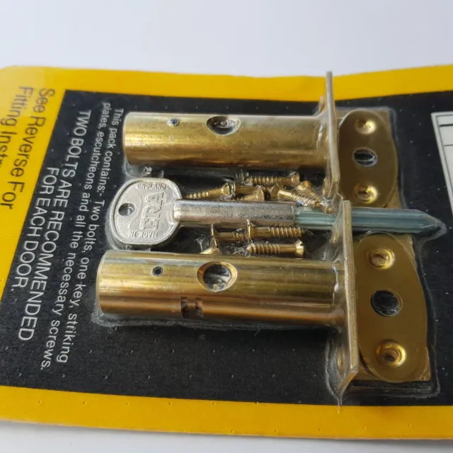 Wickes Security Door Bolts 2-pack patio home business french doors key brass 8