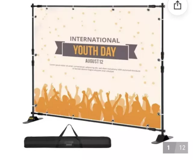 10 ft x 8 ft Reinforced peat Backdrop Banner Stand w/Carrying Case