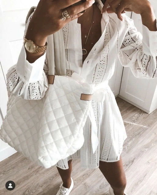 ZARA WOMEN EMBROIDERED Mini Dress Oyster White 2731/053 $69.00