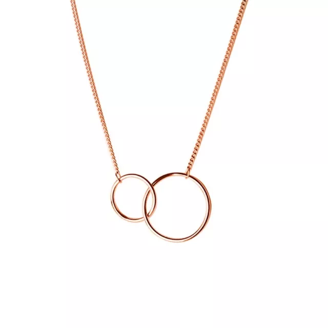 Rose Gold on Sterling Silver 18mm 13mm Circles Eternity Infinity Necklace