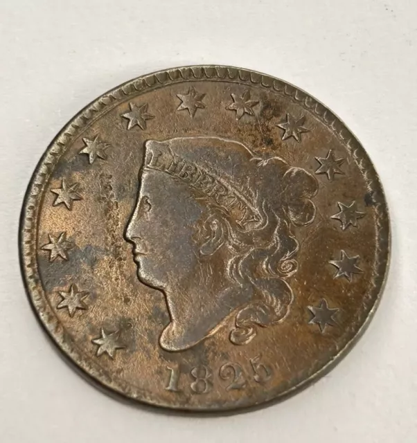 1825 Large Cent US Coin High Grade Detail / Luster : Matron Head / Coronet Cent.