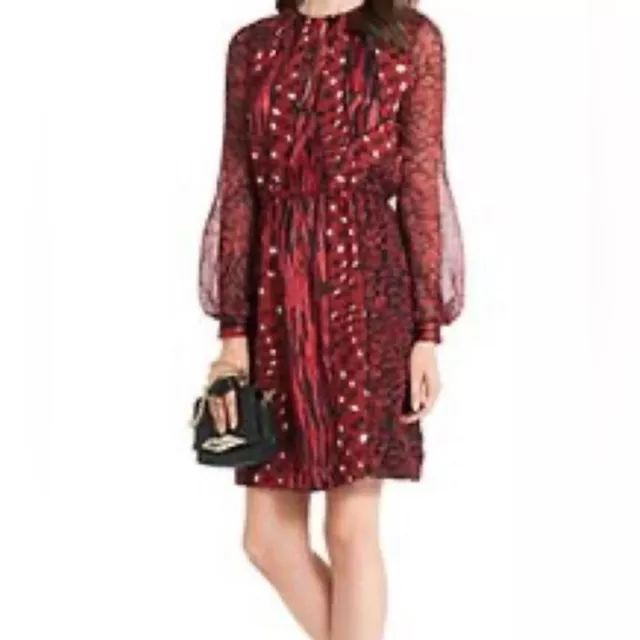 Beautiful dvf Diane Von Furstenberg Silk Chiffon Long Sleeve Dress size 8