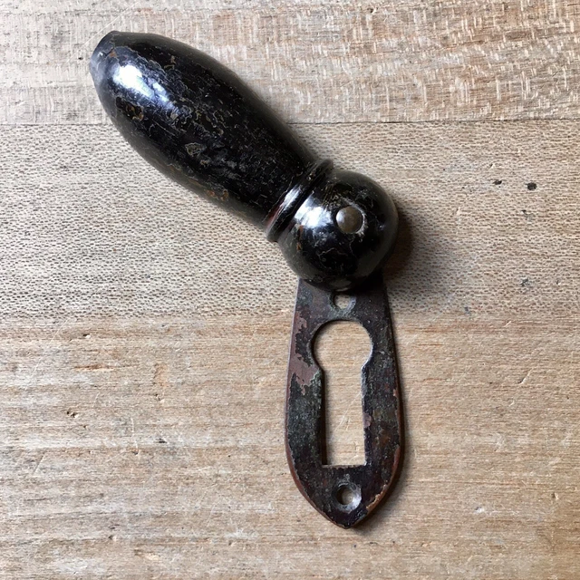Vintage Escutcheon Keyhole Wood & Brass Antique Door Hardware Victorian Old