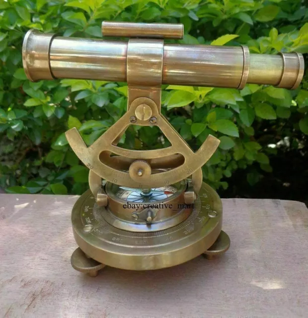 Vintage Compass Survey Instrument Brass Theodolite Alidade Transit Telescope