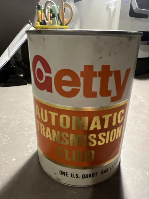 Vintage Getty Motor Oil 1 quart Automatic Transmission Fluid Composite Can