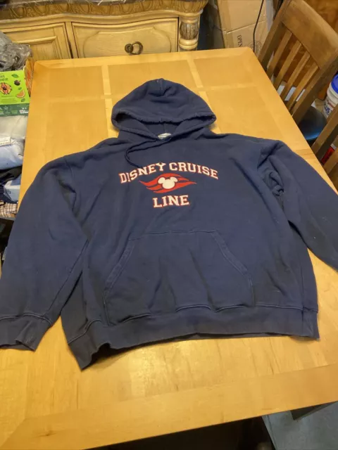 Disney Cruise Line XXL 2XL Hoodie Pullover Navy Mens Sweatshirt Mickey Mouse