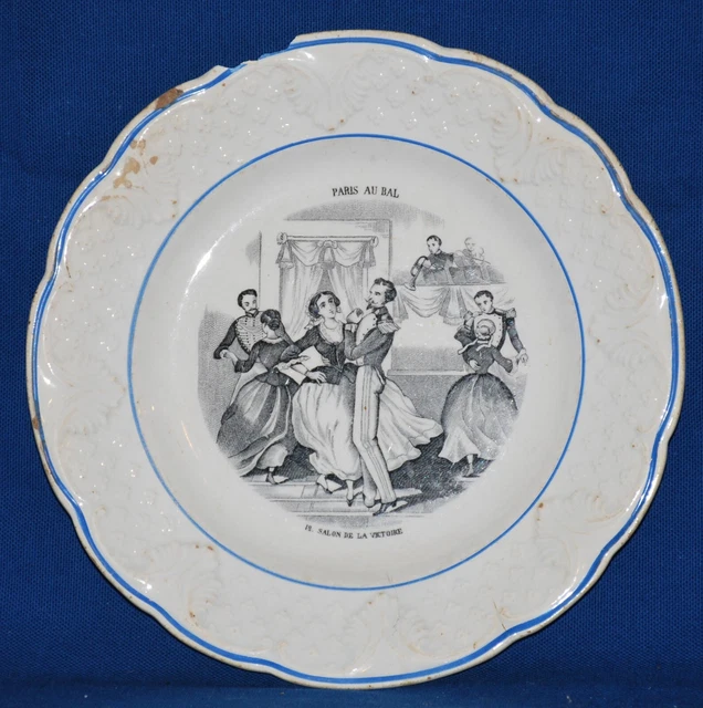 Choisy-le-Roi Paris au Bal fine earthenware plate. N° 12, the Salon de la Victory