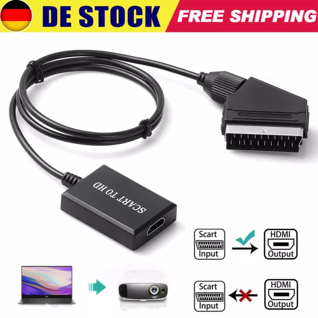 SCART zu auf HDMI Konverter Kabel Video Audio Adapter USB Wandler für DVD HD TV