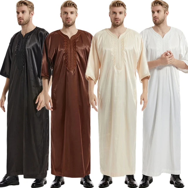 SUMMER MUSLIM MEN Dishdasha Thobe Jubba Thoub Kaftan Dubai Saudi Arab ...