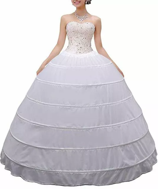 Wedding 6 Hoop Skirt Petticoat Crinoline White Women Long Ball Gown Underskirt