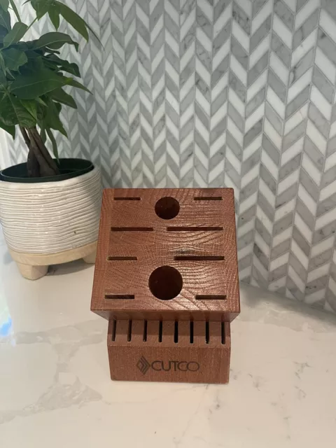 CUTCO 18 Slot Hole Countertop Wooden Block 8 Steak Knife Oak Wood Made in USA