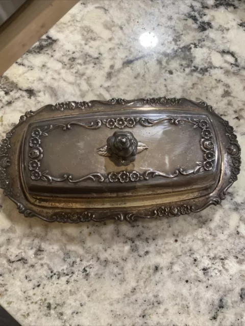 f b rogers silver co 1883 Butter Tray With Insert 096 Silver On Copper