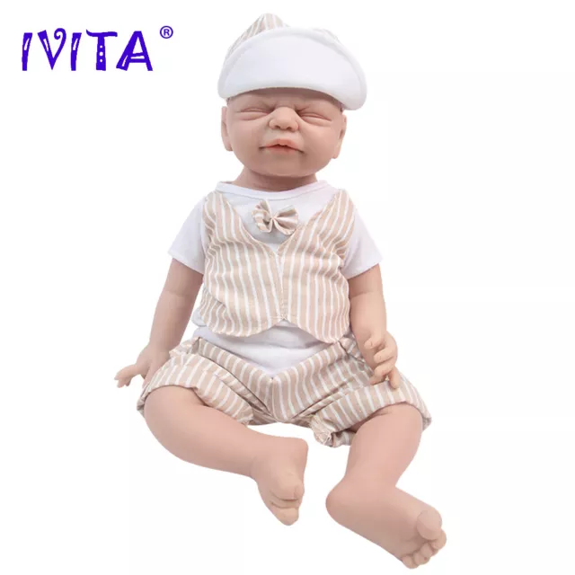 IVITA 21'' Eyes Closed Big Baby Boy Lifelike Full Body Silicone Reborn Baby Doll