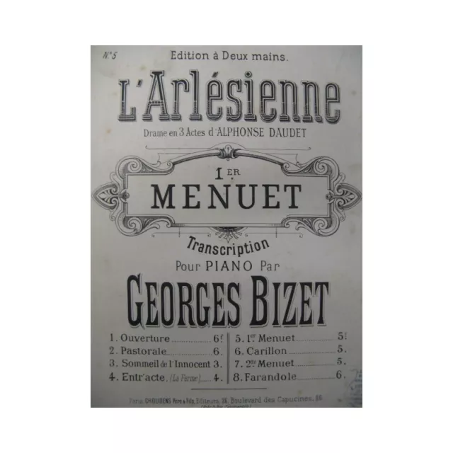 BIZET Georges L'Arlésienne Menuet Piano 1886