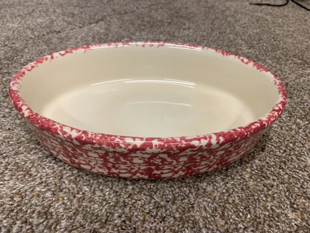 Roseville Spongeware Pottery by Gerald E. Henn Oval Dish/Bowl 10x7"