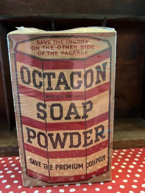 Antique Octagon Soap (Full) Powder  Unopened With Vintage Cellophane Paper Added