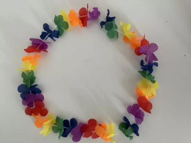 Collane Hawaiane In Stoffa con Fiori Multicolor per Feste e Carnevale -  Confezione da 12 pz 