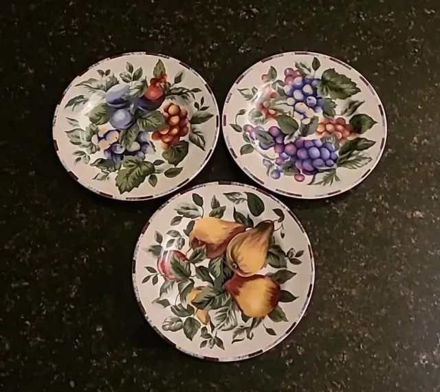 SET OF 3 Sakura by Oneida SONOMA Excell 8 1/8" Stoneware Salad Plates. Fruit