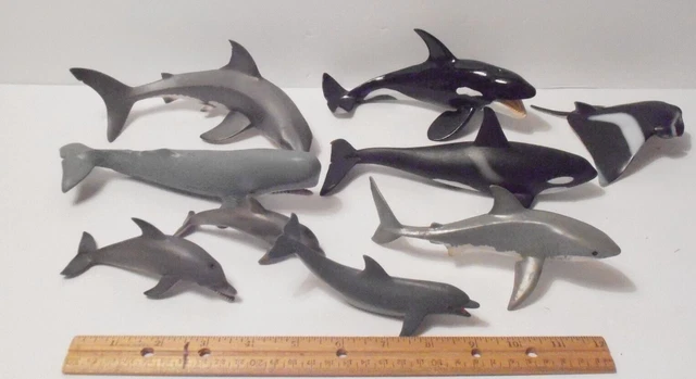 Schleich, Safari, Mojo *Shark-Whale-Dolphin* 9 Sea Animal 4"-8"  Figure Lot