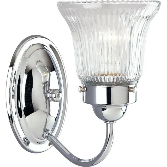 Progress Lighting 1-Light Chrome Bath Sconce with Clear Prismatic Glass Shade