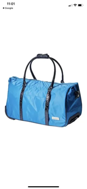 Samantha Brown 21" Wheeled Nylon Weekender Bag Teal Blue