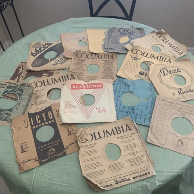 Lot 15+ 78 rpm 10" Records Sleeves Columbia Decca Victor Okeh G+ Condition
