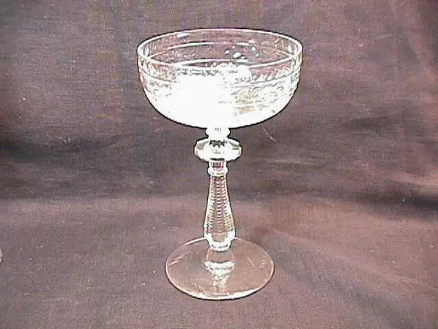 "Frontenac" #-1015 Cut Crystal Champagne 6 1/4" Circa 1937  By: Libby Rock Sharp