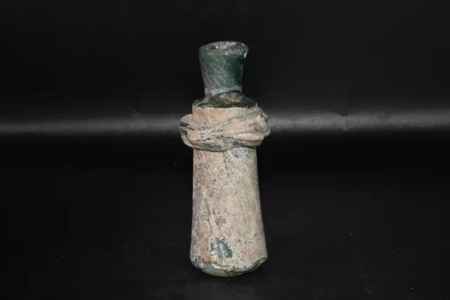 Beautiful Large Ancient Roman Glass Bottle with Decoration Circa 1st-3rd Century 2