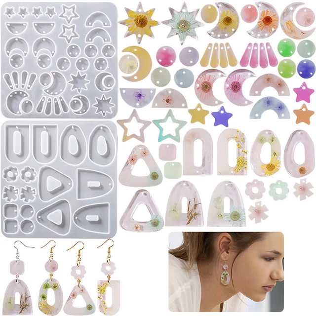 Geometrie Mond Silikon Form Epoxidharz Casting DIY Ohrringe Anhänger Schmuck