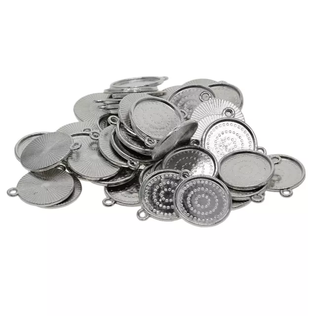 50x 18mm Runde Charms Anhänger Rohlinge Fassungen für Cabochons Halskette