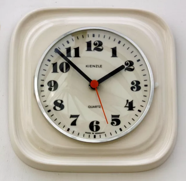 Vintage 21cm Kienzle Wall Clock - Ceramic Retro Atomic Mid Century White German