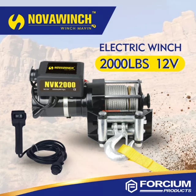 NOVAWINCH 2000LBS Electric Winch Recovery Utility 12V Steel Rope ATV 4WD