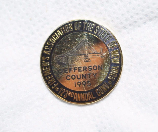 New York Vol Fire Assn Jefferson County 1995 Convention 7/8" Metal Lapel Pin