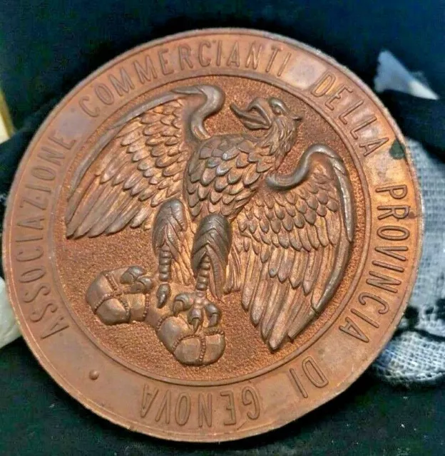 Old Distintivi Medaglia  Aquila  Ass Commercianti Prov Di Genova Bronzo