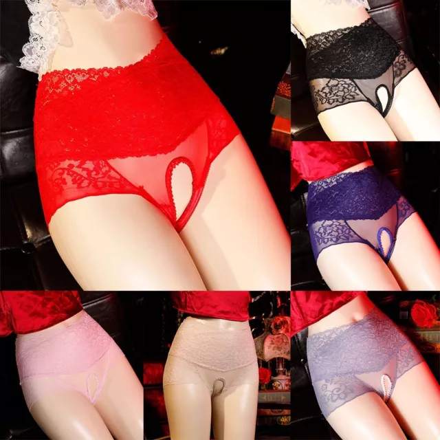 Super Shiny Glossy Sheer Lace Stockings with High Waist Lace Panties for Women