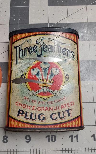 three feathers tobacco RARE Plug Cut Pocket TIN $20.50 Bell's Three Nuns