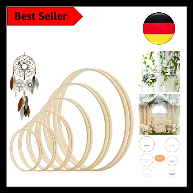 STARVAST Bambus-Holzringe Set - 20 Stück In 5 Größen Für Makramee, Traumfänger & DIY-Deko