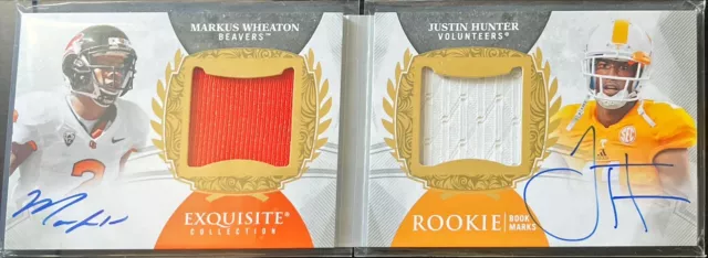 2013 Exquisite Booklet Justin Hunter Markus Wheaton ROOKIE PATCH AUTO /60