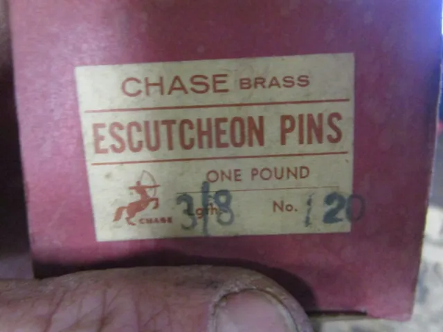 200 NOS Vintage #20 X 3/8" Brass Escutcheon Pins Dome Head Brad Nails 1/32" Dia. 3