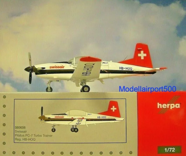 Herpa Wings 1:72  Pilatus PC-7  Turbo  Swissair HB-HOQ  580656  Modellairport500