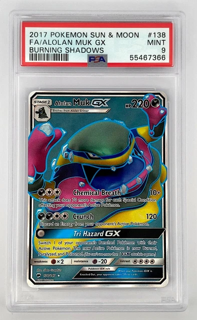 Alolan Muk GX - 138/147 - Burning Shadows - Full Art Pokemon Card - PSA 9 Mint