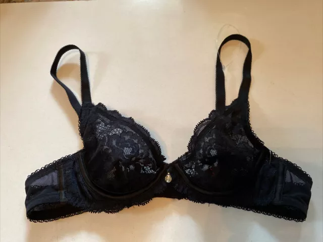 Soma Women's Size 32 A Black Sexy Sheer Triangle Bra With Rhinestone