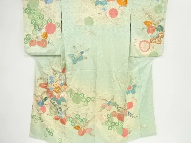 81235# Japanese Kimono / Antique Kimono / Embroidery / Paulownia With Floral Pla