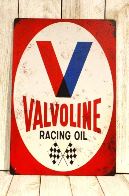 Valvoline Racing Oil Metal Tin Sign Vintage Man Cave Sun Oils Garage Retro