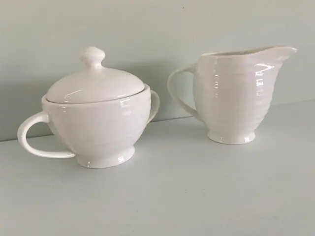 NEW Mikasa Swirl Bone Sugar and Creamer 2 Pcs Set Bone China White Classic